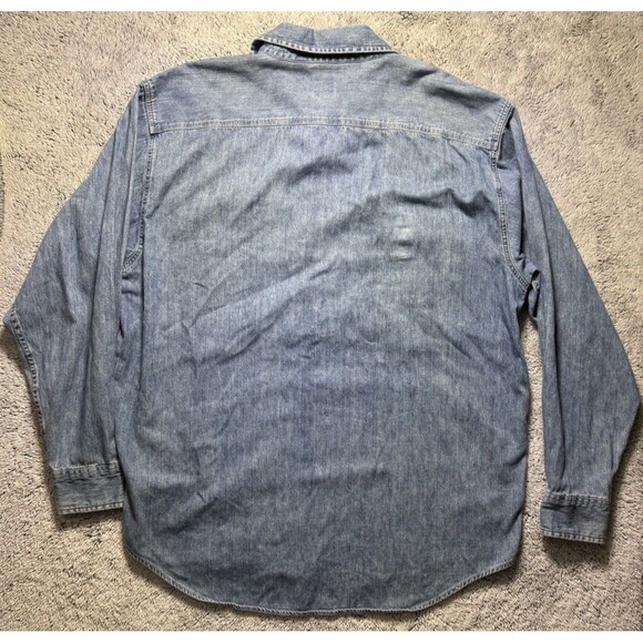 VTG Gap Denim Shirt Mens XL Button Down Distressed Jean Work Y2K 90s‎ - Picture 12 of 12